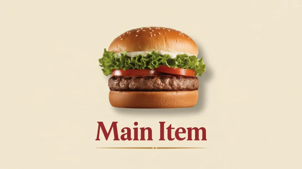 Main item (burger, sandwich, or chicken)