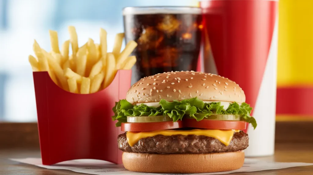 Burger King 4 Burger King combo meal with burger fries and drink