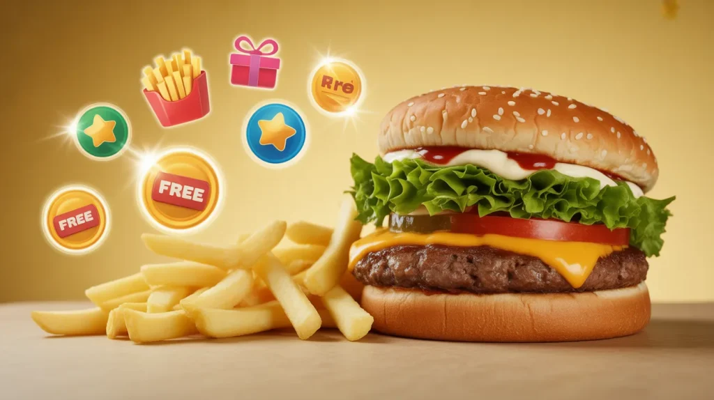Free burgers such as cheeseburgers or Big Macs