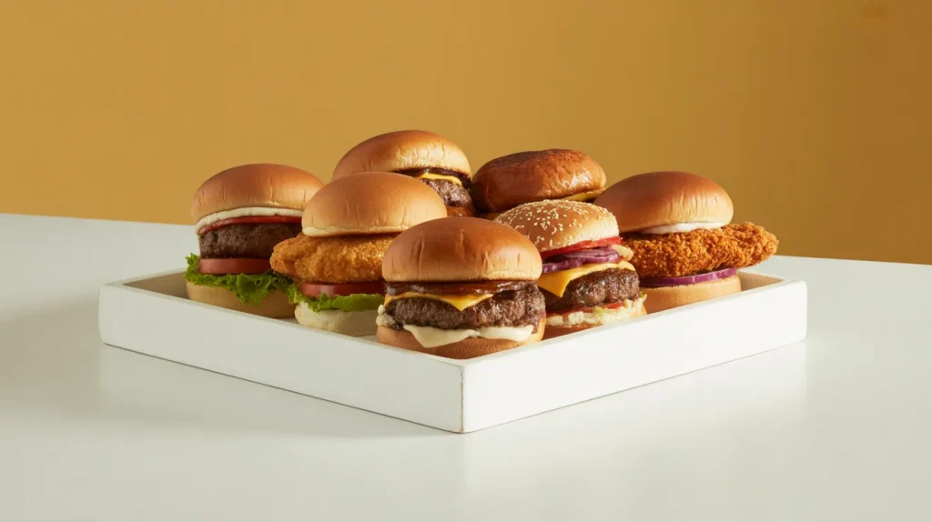 Multiple sandwiches or chicken items