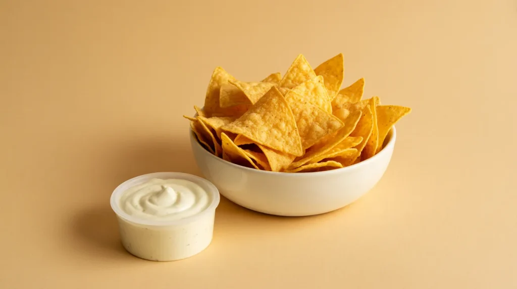 One side (often chips & cheese or a taco)