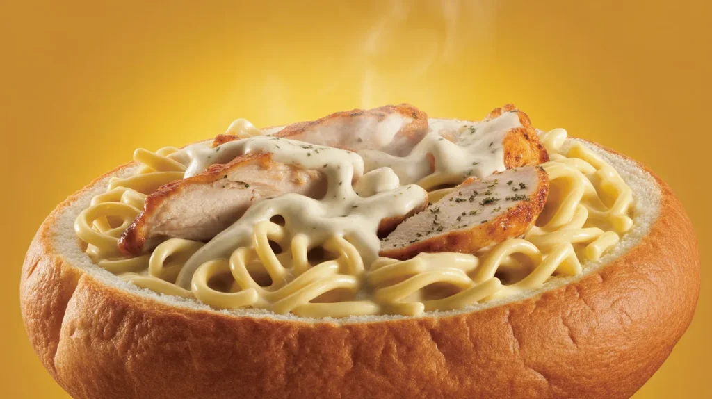 Dominos pasta bread bowl creamy alfredo dish