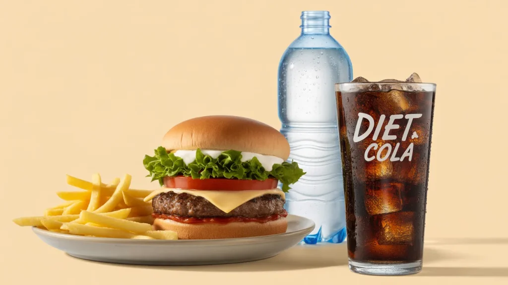 Skip sugary drinks and choose water or diet soda