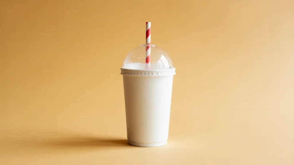 White cup with red straw