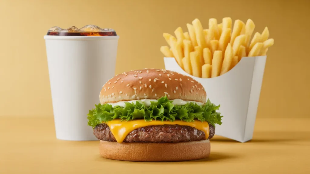 Standard single-patty burger combo